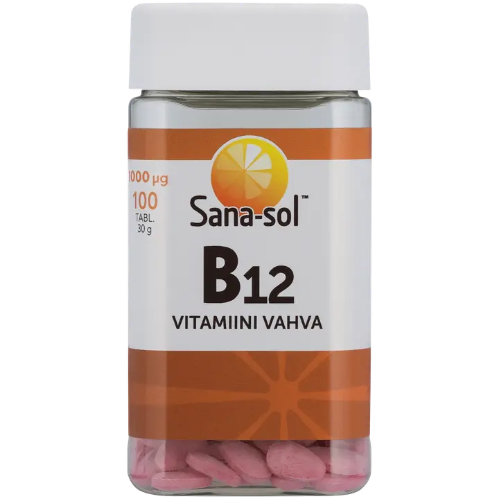 Sana-sol B12-vitamiini 1000µg vahva vitamiinitabletti ravintolisä 100tabl