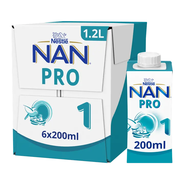6x Nestlé Nan 200ml Pro 1 maitopohjainen käyttövalmis äidinmaidonkorvike