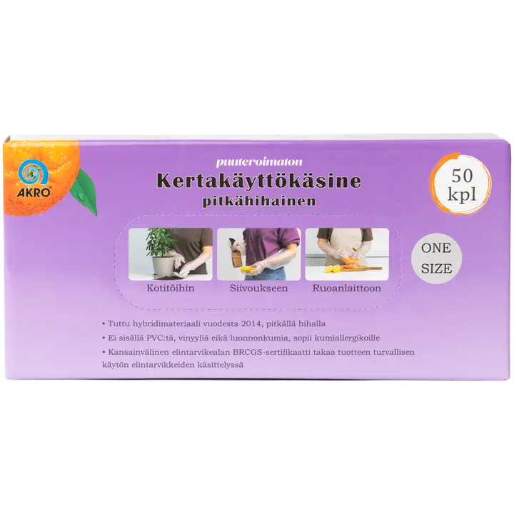 Akro kertakäyttökäsine pitkä hiha 50kpl