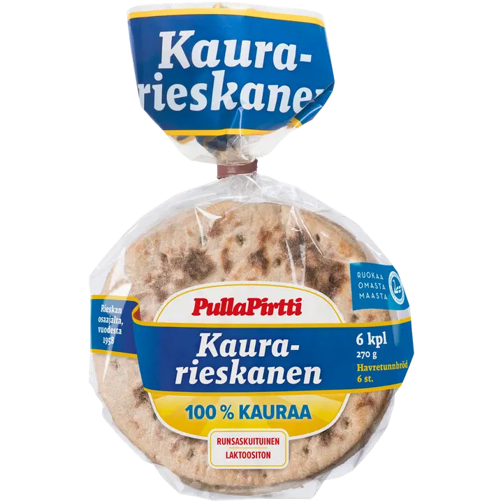Pulla-Pirtti Kaurarieskanen 6/270g laktoositon runsaskuituinen 100 % kaurarieska