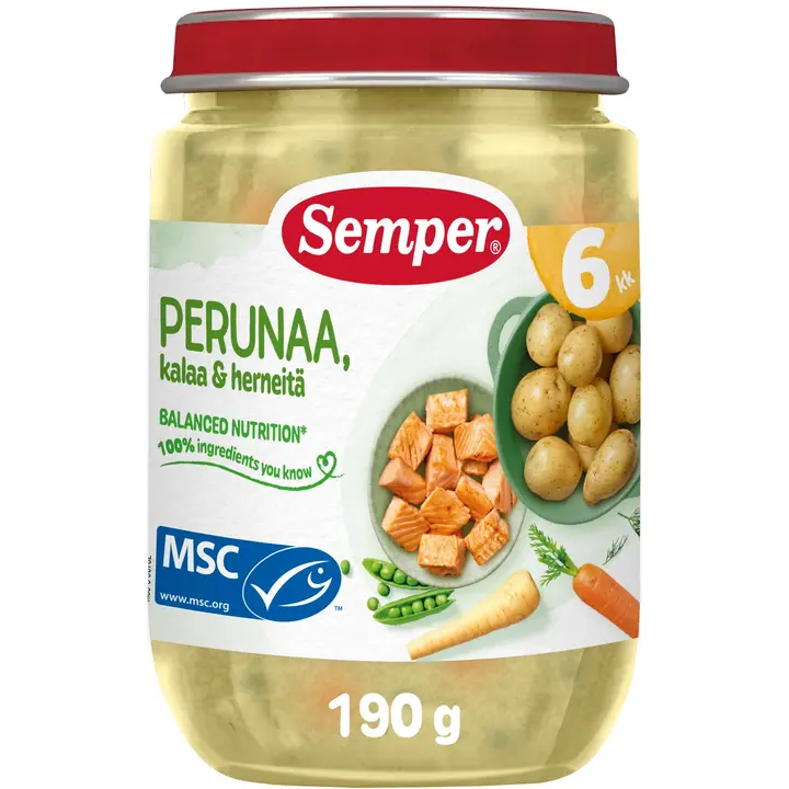 Semper Perunaa, kalaa & herneitä 6kk lastenateria 190g