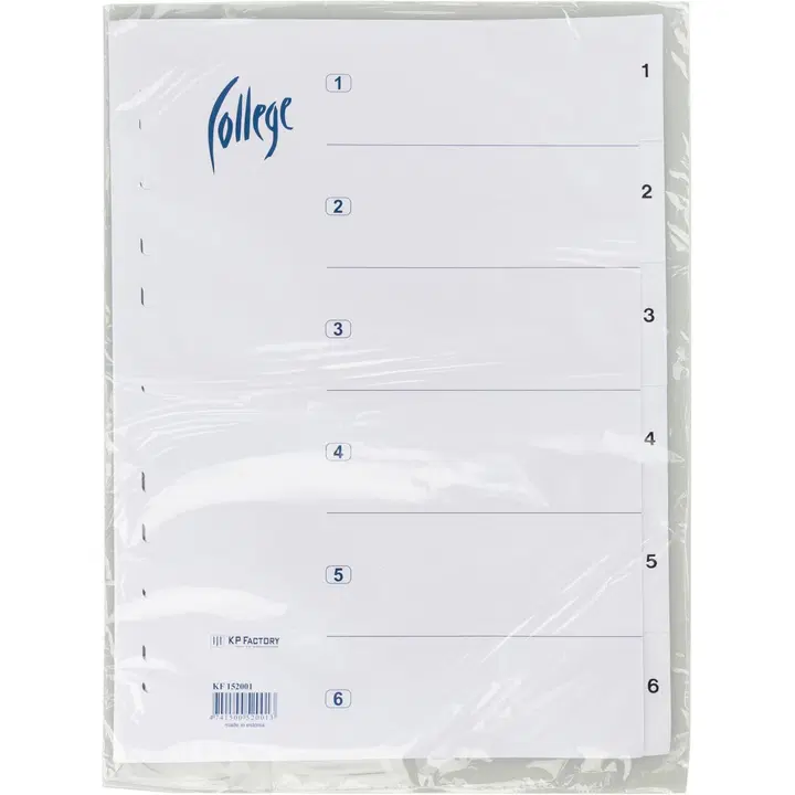 Välilehti A4 1-6 valkoinen