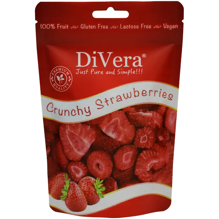 DiVera Just Pure and Simple!!! Pakastekuivattuja, viipaloituja mansikoita 20g