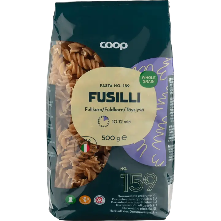 Coop Fusilli täysjyväpasta 500 g