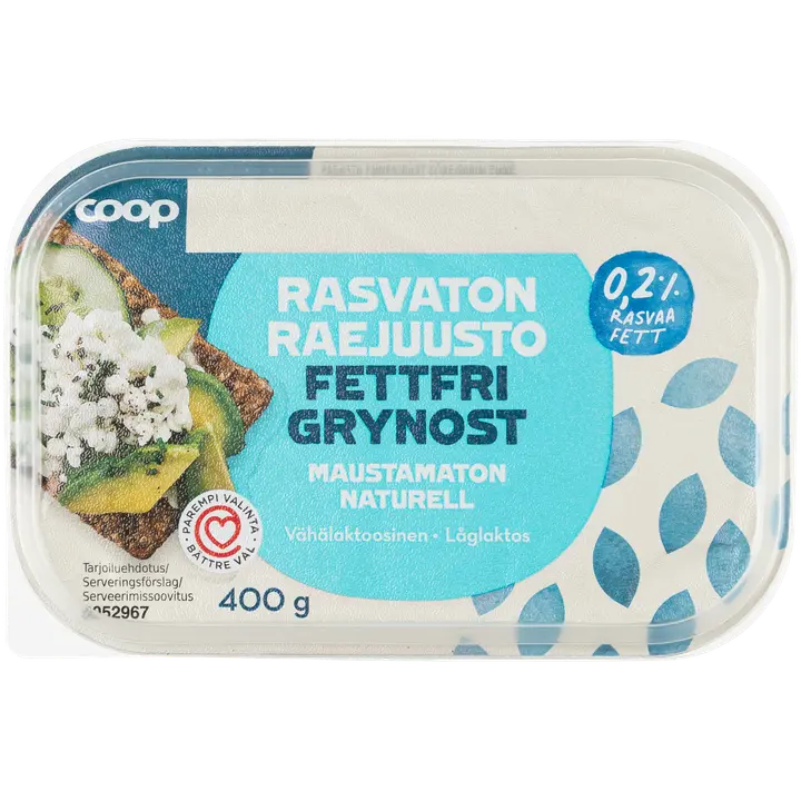 Coop rasvaton raejuusto 0% 400 g