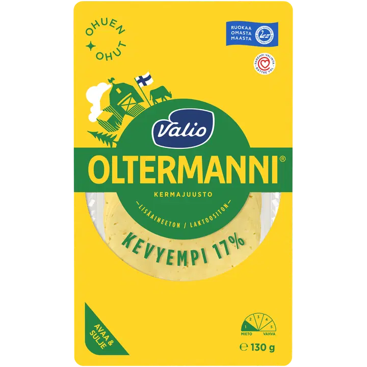 Valio Oltermanni® Kevyempi 17 % tunna gräddostskivor e130 g