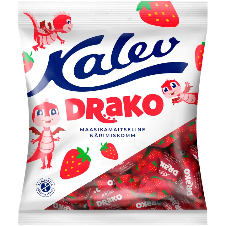 Kalev Draakon maasikamaitseline närimiskompvekid 110 g