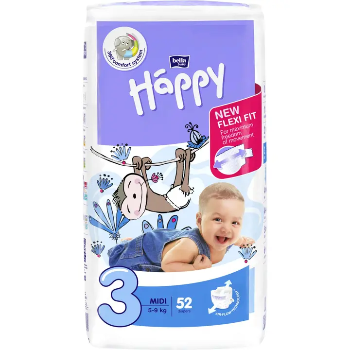 Happy teippivaippa midi 5-9kg 52kpl