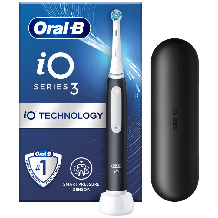 Oral-B iO 3S Black -Sähköhammasharja Braun-tekniikalla + matkakotelo