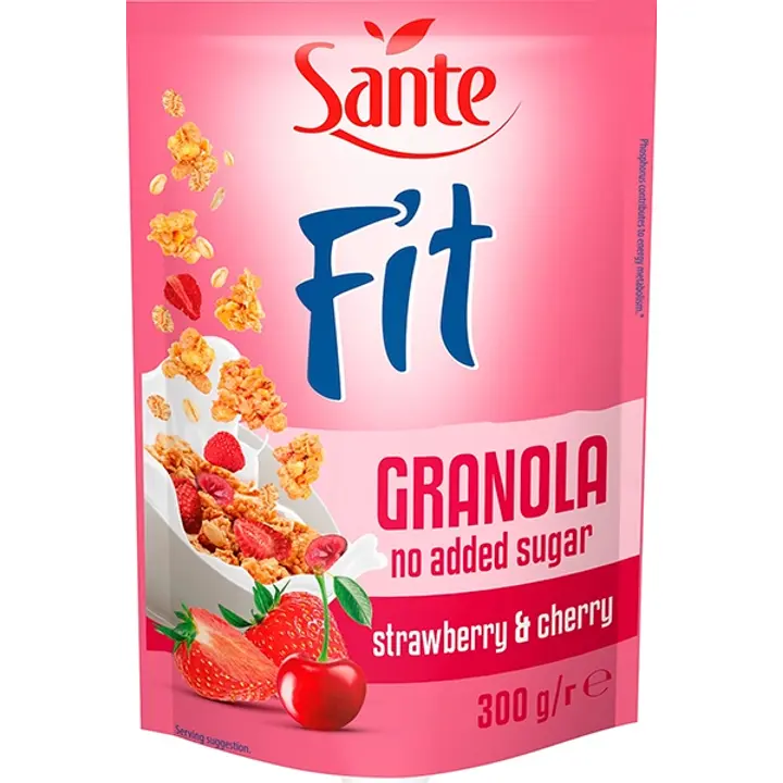 Sante fit granola maasika-kirsi, ilma lisatud suhkruta 300g