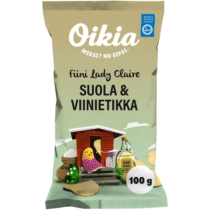 Oikia Fiini Lady Claire suola-viinietikka perunalastut 100g