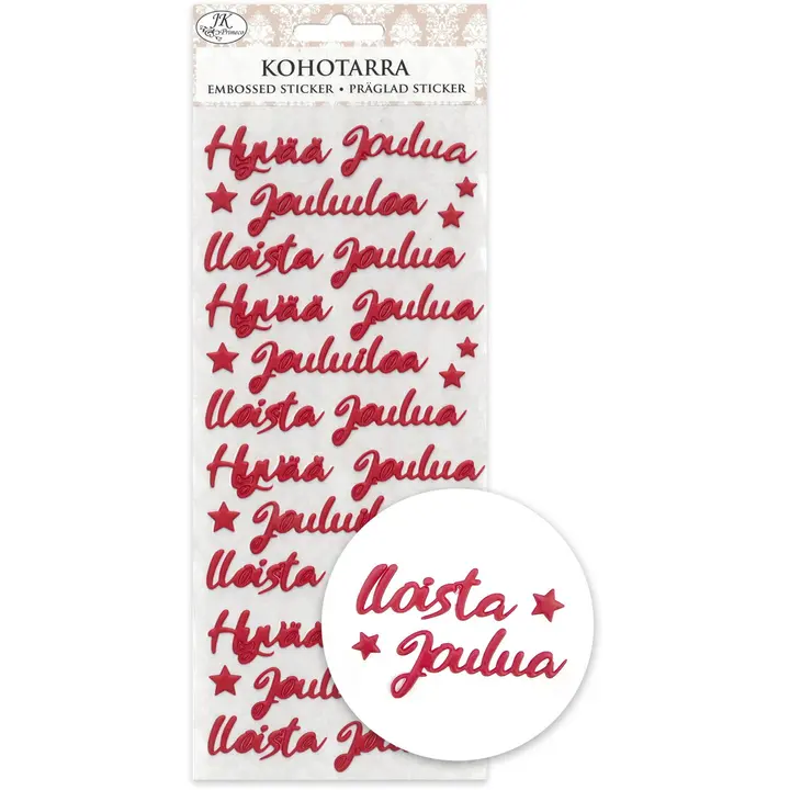 J.K. Primeco Kohotarra Joulutekstit punainen