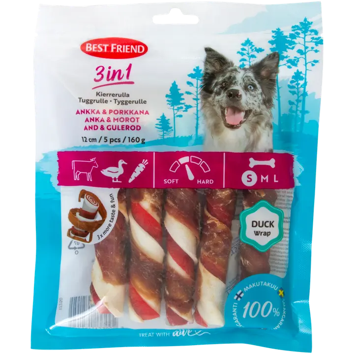 Best Friend 3 in 1 kierrerulla ankka & porkkana 12 cm 5 kpl 160 g