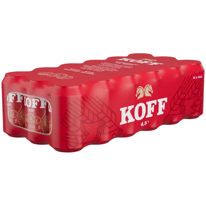 18-pack KOFF Lager olut 4,5 % tölkki 0,33 L