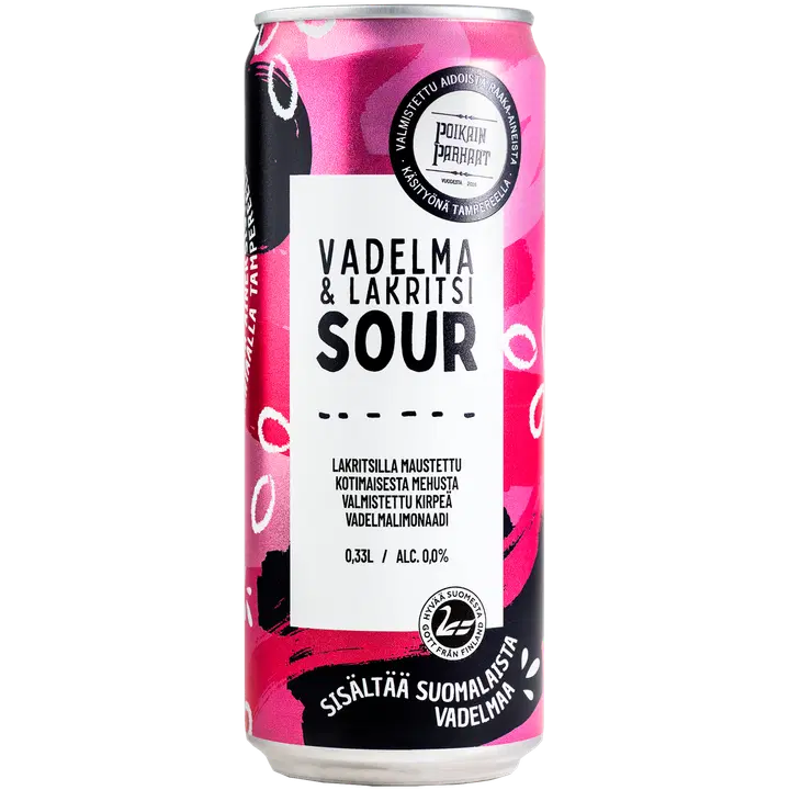 Poikain Parhaat SOUR Vadelma-lakritsilimonaadi 0,33l tlk