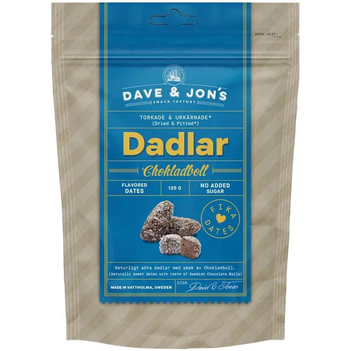 Dave & Jon´s Taatelit Suklaapallo 125 g