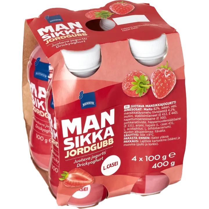 Rainbow juotava mansikkajogurtti 4x100g