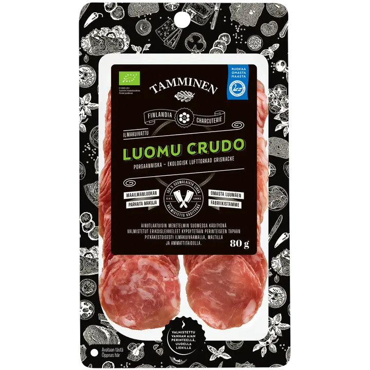 Tamminen ilmakuivattu luomuporsaan niska crudo 80g
