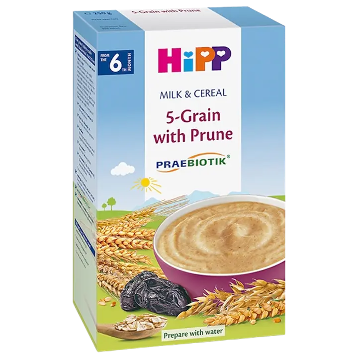 HIPP 5-vilja piimapuder ploomi ja probiootikumidega 250 g, alates 6-elukuust