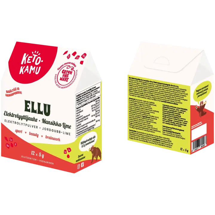 Ketokamu Ellu elektrolyyttijauhe mansikka-lime 12 x 5 g