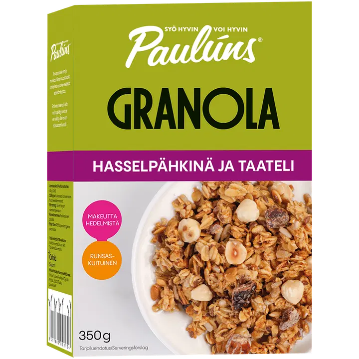 Paulúns hasselnöt och dadel granola 350g