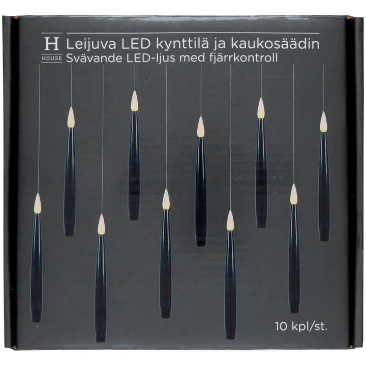 House leijuva kynttilä musta 10 kpl LED lämmin