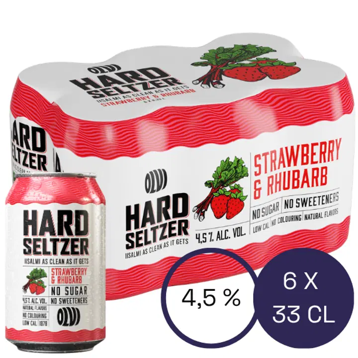 6xOLVI Hard Seltzer Strawberry & Rhubarb 4,5% 0,33 l burk