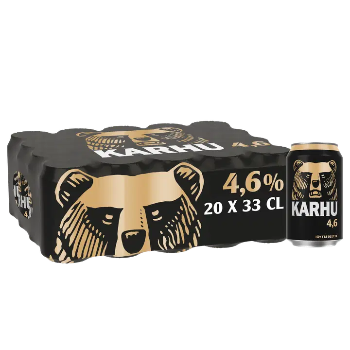 20-pack Karhu Lager olut 4,6 % tölkki 0,33 L