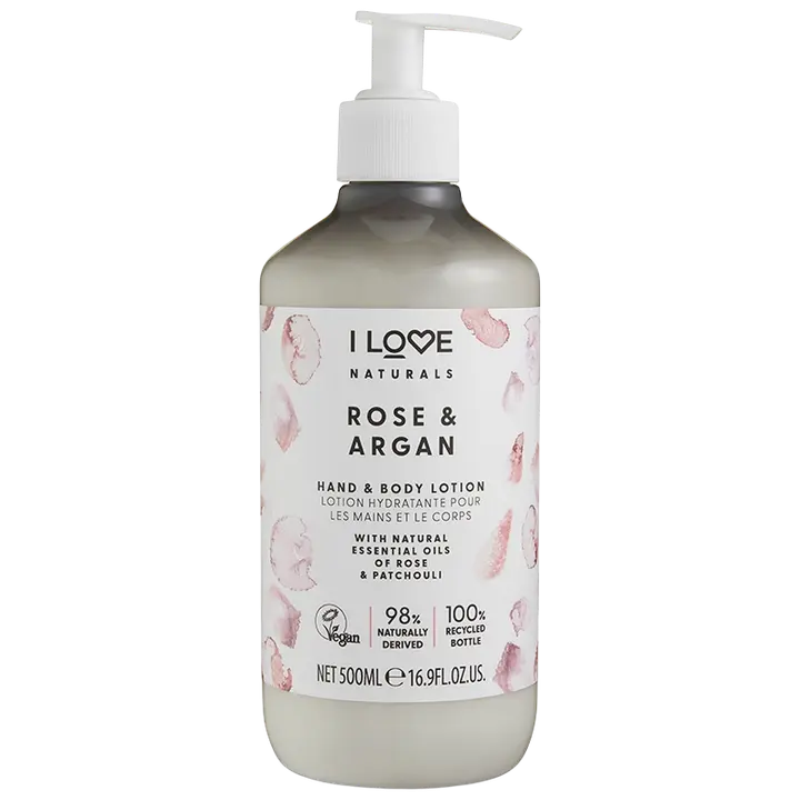 I Love Naturals käsi- ja vartalovoide Ruusu & Argan 500ml