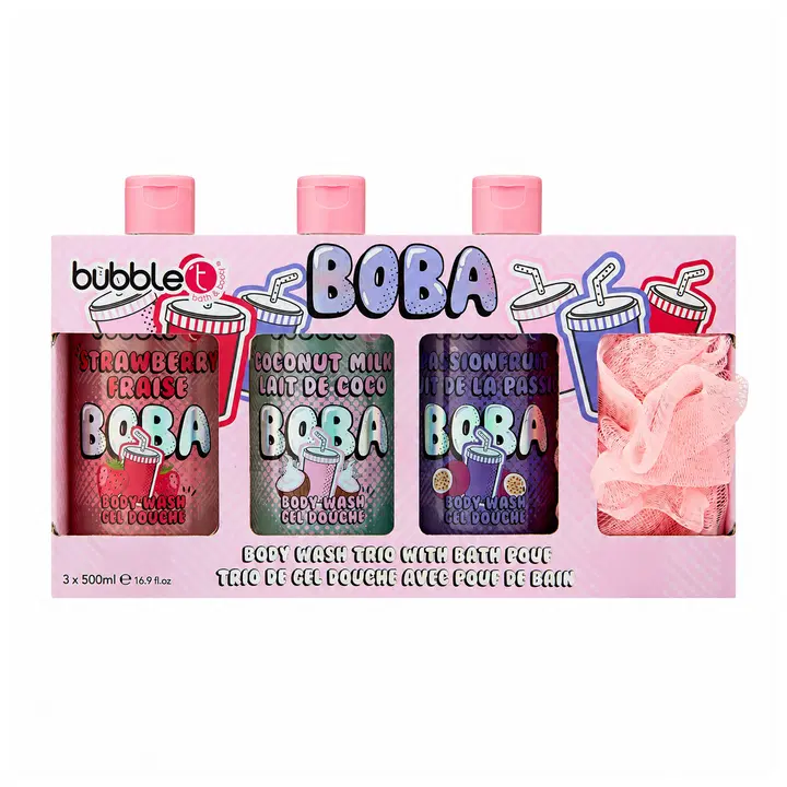 Bubble T Body Wash Trio with Bath Pouf -lahjapakkaus