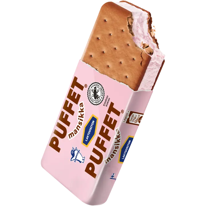 Puffet Mansikka Laktoositon välipalajäätelö 62g/1,1dl