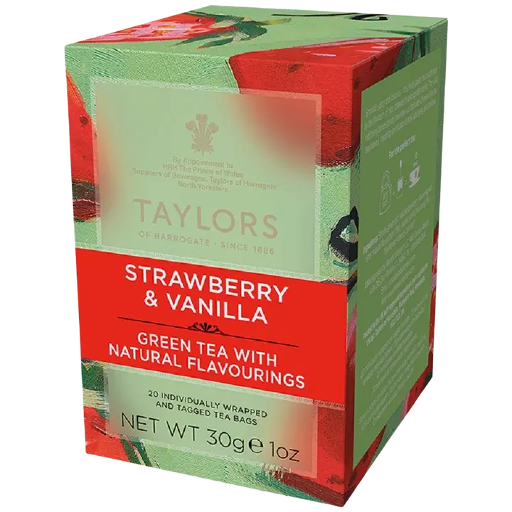 Taylors of Harrogate Strawberry & Vanilla vihreä tee 20pss