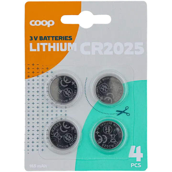 Coop litiumparisto CR2025 4 kpl