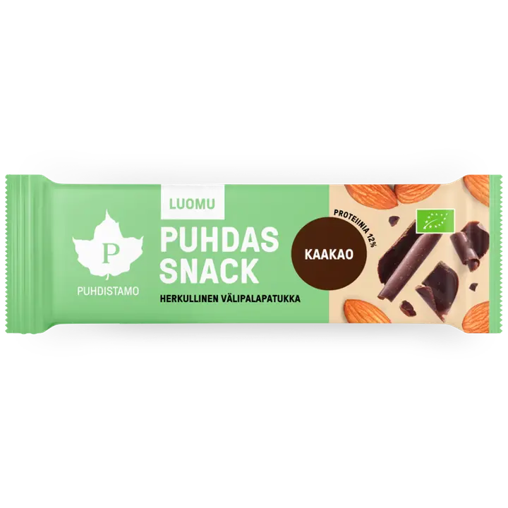 Puhdistamo Puhdas Snack Luomu mantelinen kaakaovälipalapatukka 40 g