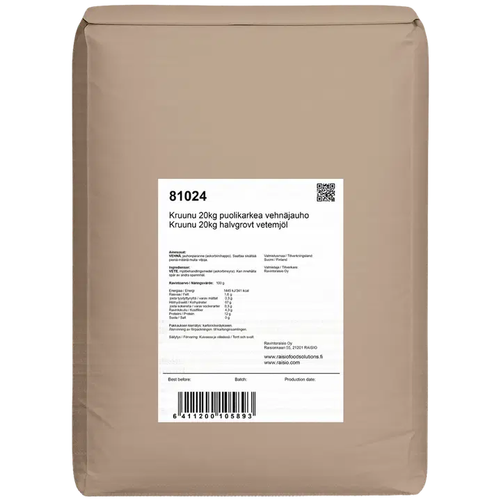 Kruunu 20kg puolikarkea vehnäjauho