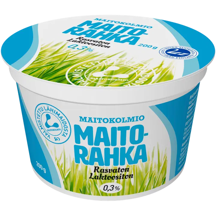 Maitokolmio rasvaton ja laktoositon maitorahka 200g