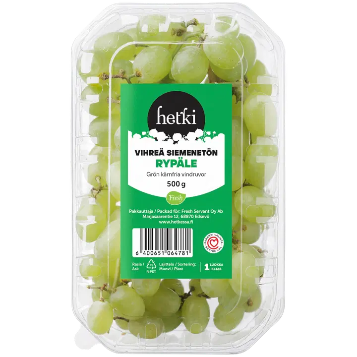 Fresh Hetki Vihreä siemenetön rypäle 500g NA