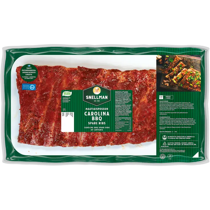Snellman Maatiaispossun Carolina BBQ spare ribs n. 900g