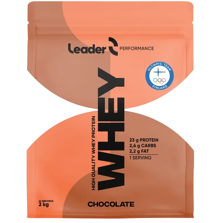 Leader Performance Whey heraproteiinijauhe suklaanmakuinen 2 kg