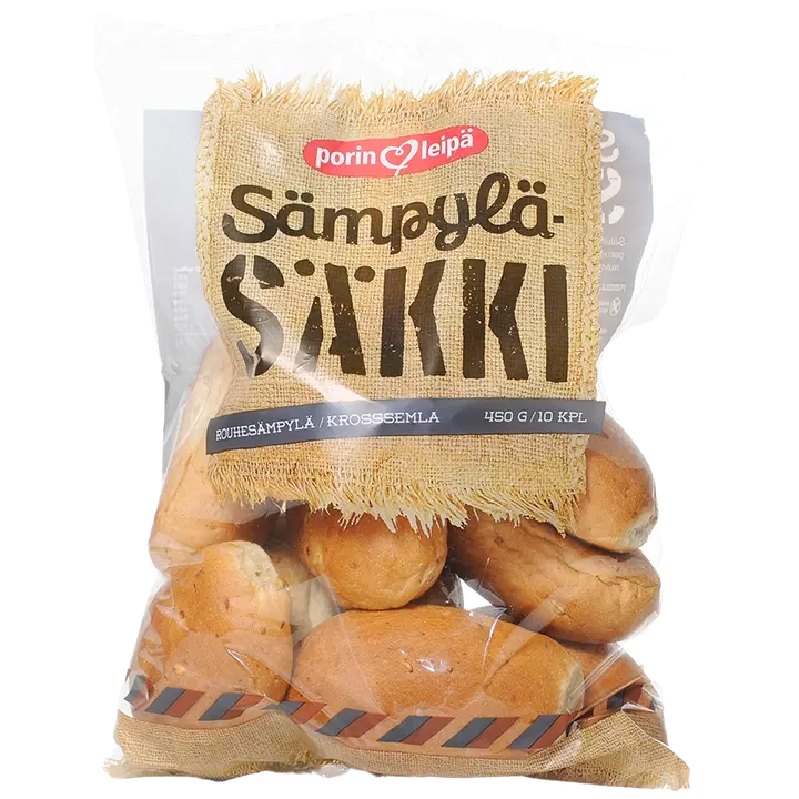 Porin Leipä Sämpyläsäkki 10kpl/450g Rouhesämpylä