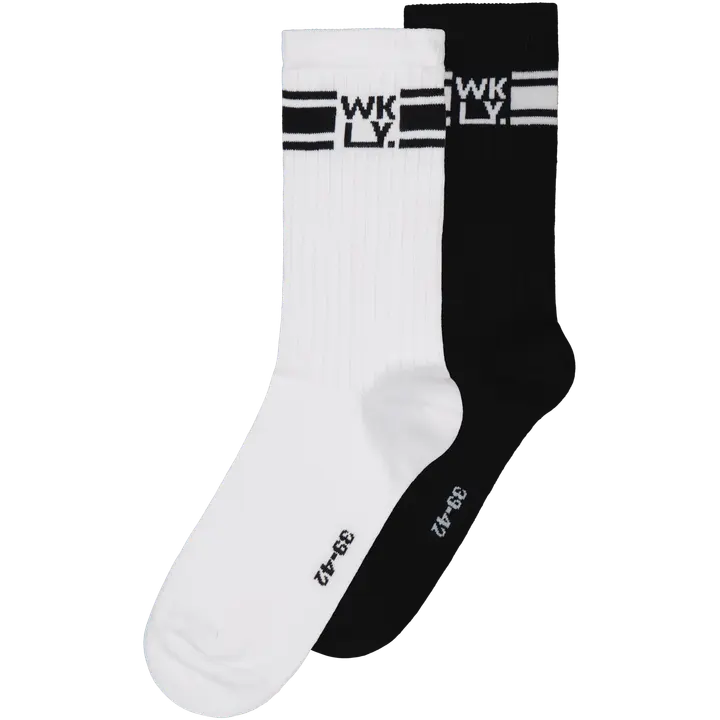 Spordisokid unisex WKLY 2-p valge/must 39-42