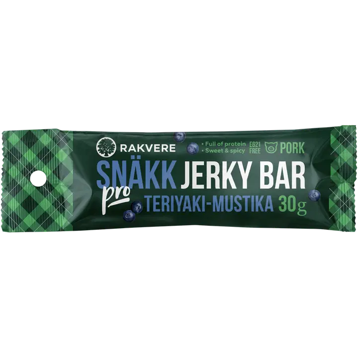 Rakvere SNÄKK pro Teriyaki-mustika jerky bar 30 g