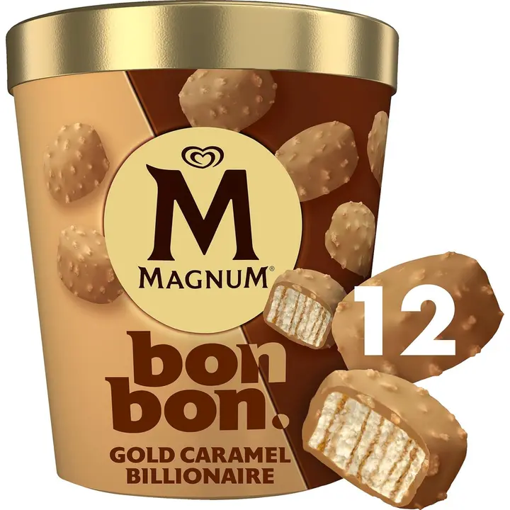 Magnum Bonbon Gold Caramel Billionaire Jäätelö Monipakkaus 204ml/168g 12kpl