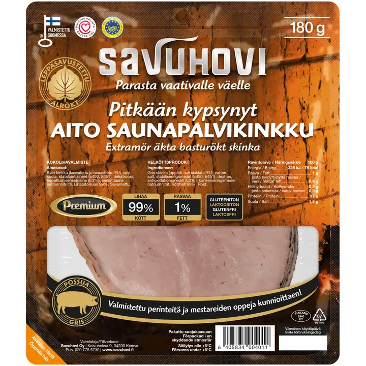 Savuhovi Pitkään Kypsynyt Aito Saunapalvikinkku 180g