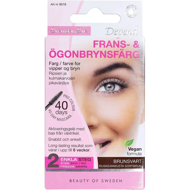 Depend Ripsien ja Kulmakarvojen Pikavärjäys Ruskeanmusta 9018