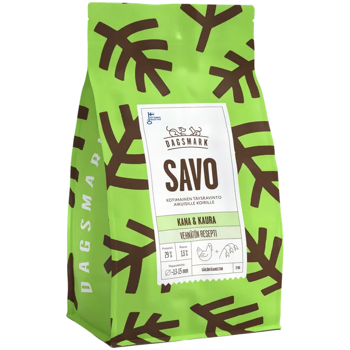 Dagsmark SAVO vehnätön kana-kaura täysravinto koiran kuivaruoka 2 kg