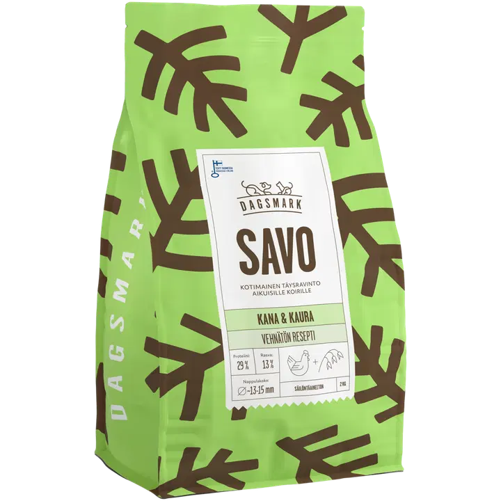 Dagsmark SAVO vehnätön kana-kaura täysravinto koiran kuivaruoka 2 kg