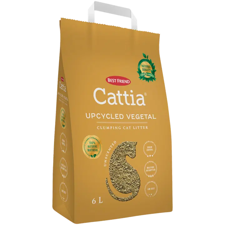 Best Friend Cattia Upcycled Vegetal paakkuuntuva kissanhiekka 6 l