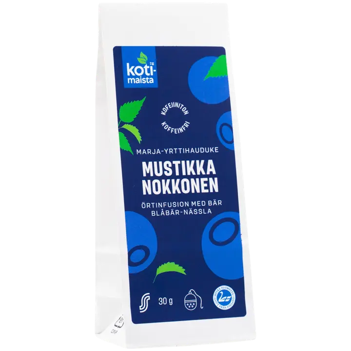 Kotimaista Mustikka Nokkonen kofeiiniton marja-yrttihauduke 30 g