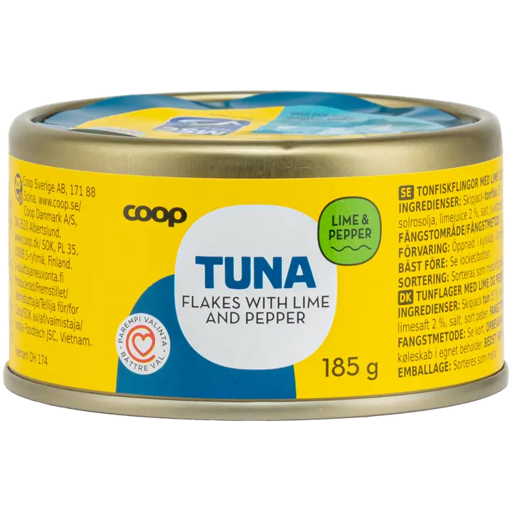 Coop tonnikala hiutaleina limetillä ja pippurilla MSC 185 g
